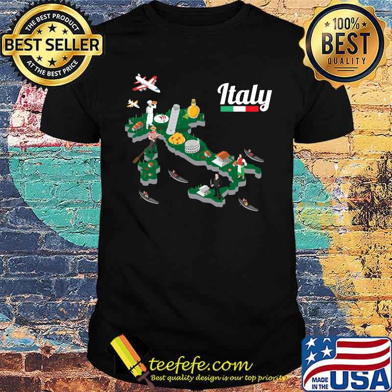 Italy Map - Bella Italia - Sightseeing Souvenir T-shirt