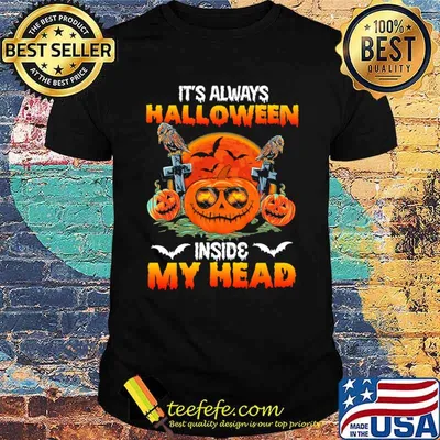 Its always halloween inside my head pumpkin blood moon halloween shirt