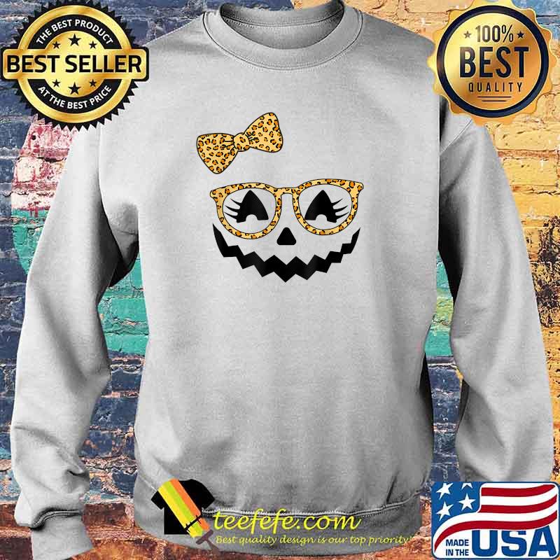 Jack O Lantern Face Pumpkin Halloween Leopard Print Glasses T-Shirt Sweater Jack O Lantern Face Pumpkin Halloween Leopard Print Glasses T-Shirt Sweater