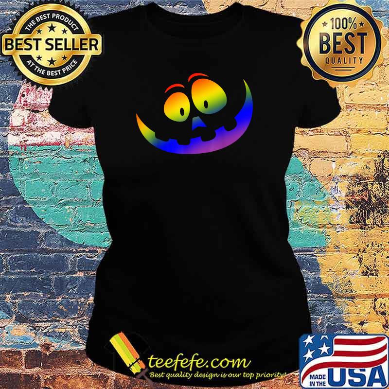 Jack O Lantern Pumpkin Face Halloween Rainbow pride costume T-Shirt Ladies tee Jack O Lantern Pumpkin Face Halloween Rainbow pride costume T-Shirt Ladies tee