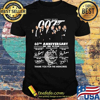 James Bond 007 60th Anniversary 1962 2022 25 Films Thank You For The Memories Signature Shirt