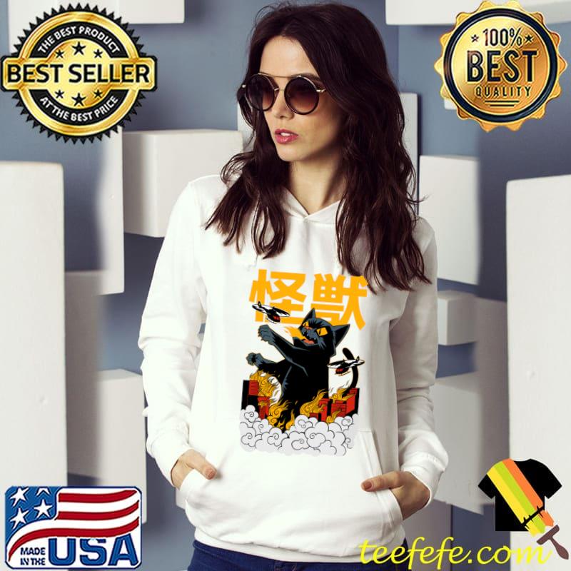 Japanese Cool Cat Zilla Funny Cartoon Style T-Shirt Hoodie Japanese Cool Cat Zilla Funny Cartoon Style T-Shirt Hoodie