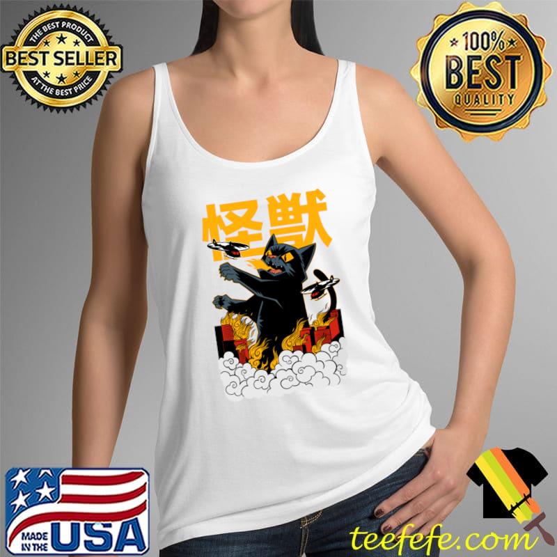 Japanese Cool Cat Zilla Funny Cartoon Style T-Shirt Tank Top Japanese Cool Cat Zilla Funny Cartoon Style T-Shirt Tank Top