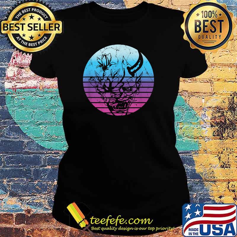 Japanese Demon Face Mask Devil Oni Vaporwave Aesthetic T-Shirt Ladies tee Japanese Demon Face Mask Devil Oni Vaporwave Aesthetic T-Shirt Ladies tee