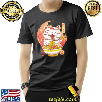 Japanese Maneki Neko Lucky Charm Ramen Cat Shirt