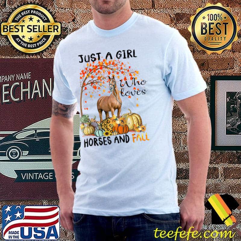 Just A Girl Who Loves Horses And Fall Thanksgiving Raglan Baseball T-shirt