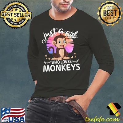 Just A Girl Who Loves Monkeys Cute Monkey Lover Girls Kids T-Shirt