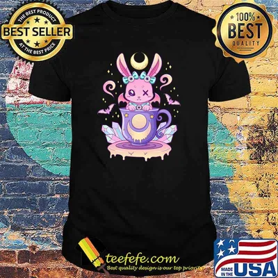 Kawaii Pastel Goth Cute Creepy Bunny in Teacup T-shirt