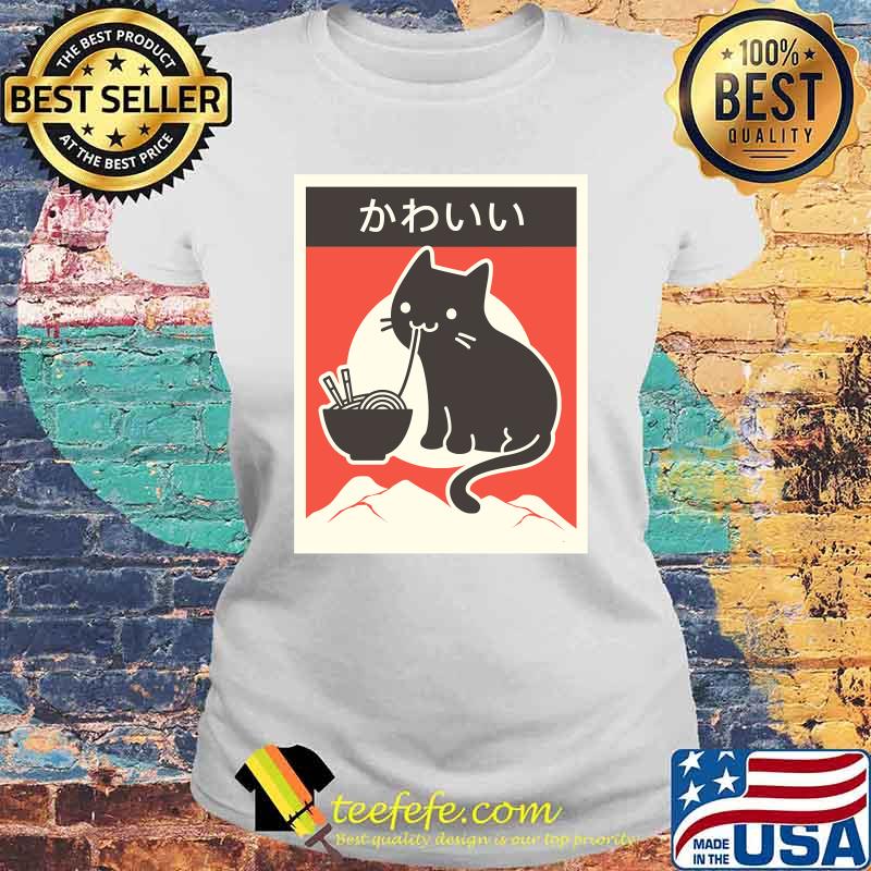 Kawaii & quot Vintage Style Japenese Ramen Cat Essential T-Shirt Laides tee Kawaii & quot Vintage Style Japenese Ramen Cat Essential T-Shirt Laides tee