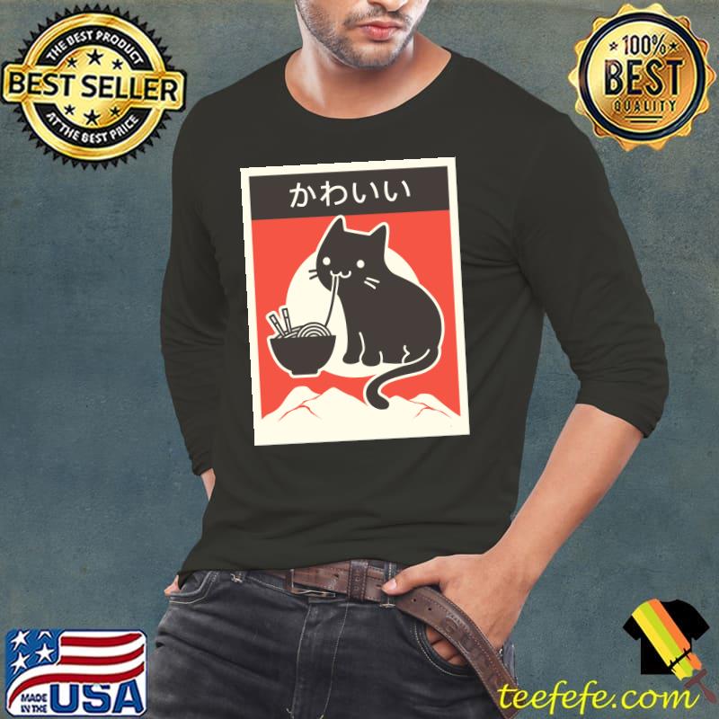 Kawaii Vintage Style Japenese Ramen Cat Essential T-Shirt Long Sleeve Tee Kawaii Vintage Style Japenese Ramen Cat Essential T-Shirt Long Sleeve Tee