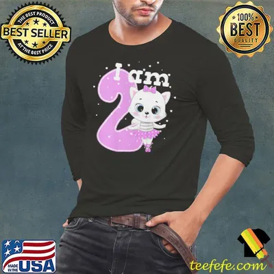 Kids Kitten 2nd Birthday Shirt Girls Cat Birthday Girl 2 Years Shirt