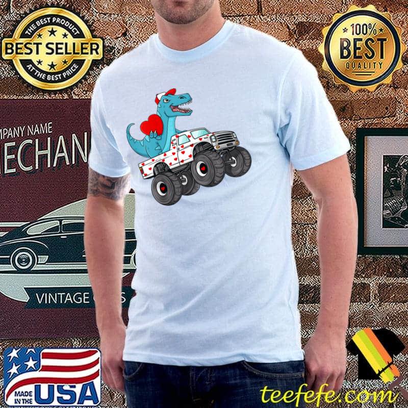 Kids Valentines Day T Rex Riding Monster Truck Toddler Boys Kids T-Shirt Unisex Kids Valentines Day T Rex Riding Monster Truck Toddler Boys Kids T-Shirt Unisex