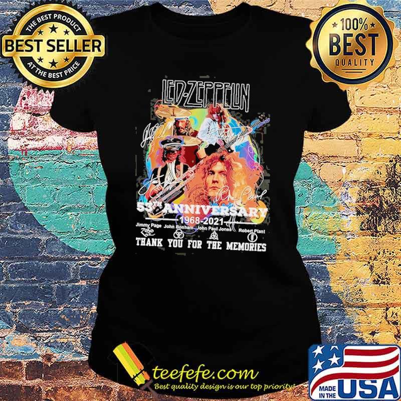 Led zeppflin 53th anniversary 1968 2021 thank you for the memories signatures s Ladies tee Led zeppflin 53th anniversary 1968 2021 thank you for the memories signatures s Ladies tee