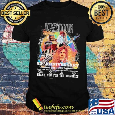 Led zeppflin 53th anniversary 1968 2021 thank you for the memories signatures shirt