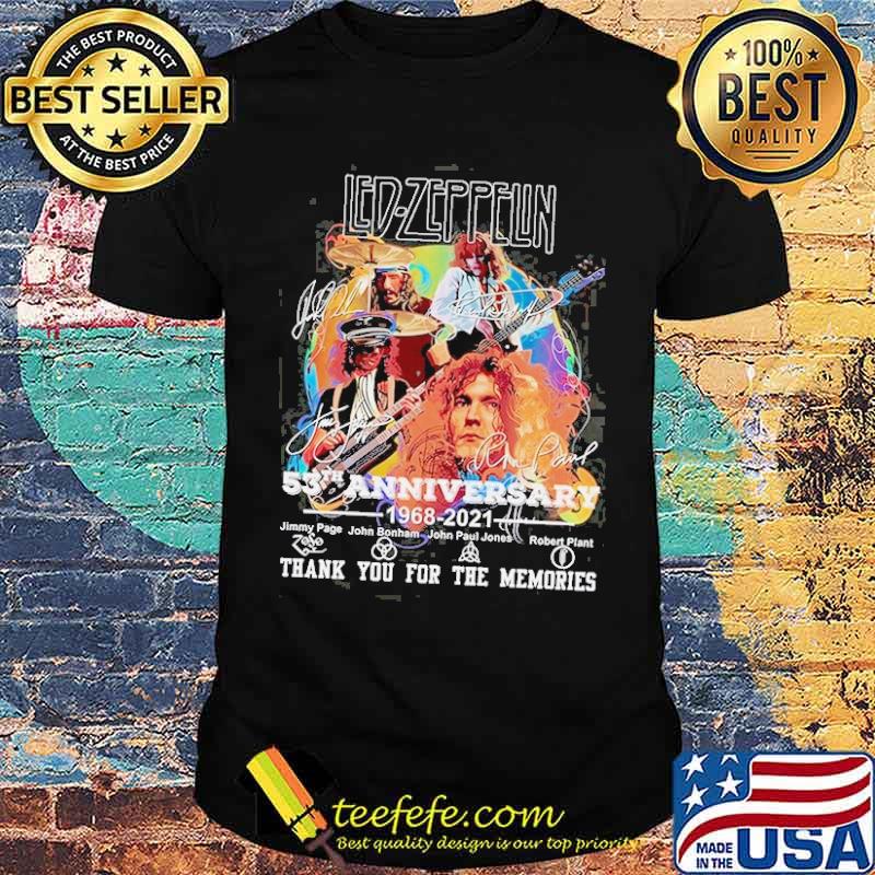 Led zeppflin 53th anniversary 1968 2021 thank you for the memories signatures shirt Led zeppflin 53th anniversary 1968 2021 thank you for the memories signatures shirt