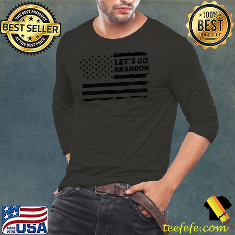 Let's Go Brandon American Flag White Black T-Shirt