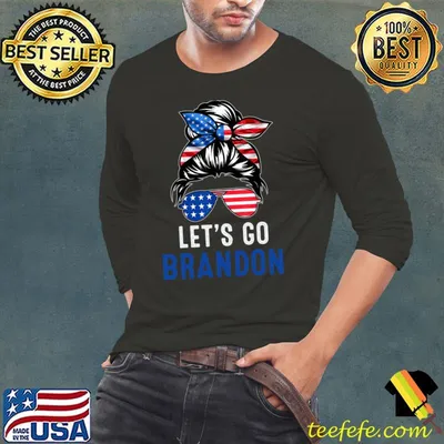 Let's Go Brandon Messy Bun America Flag T-Shirt