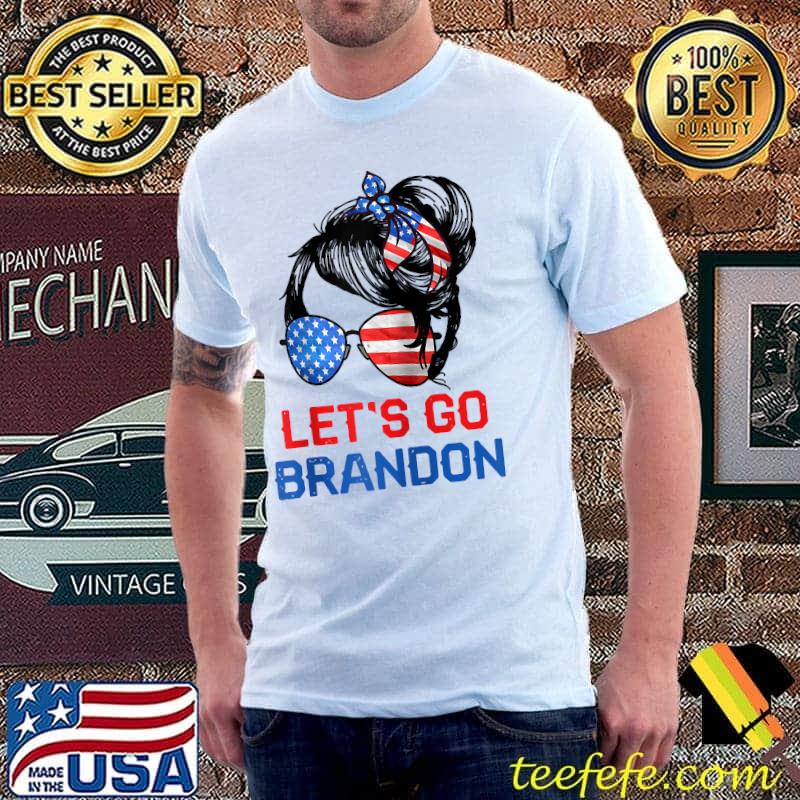 Let's Go Brandon Women Girl USA Flag Impeach Biden Raglan Baseball T-shirt