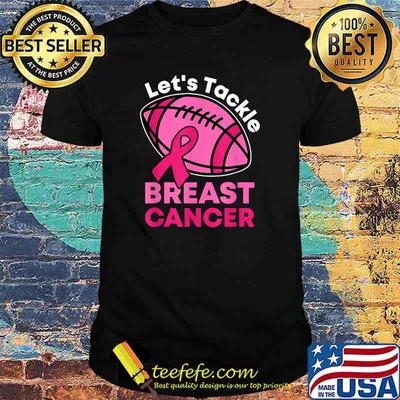 Let's Tackle Breast Cancer Football Pink Awareness Ribbon T-Shirt