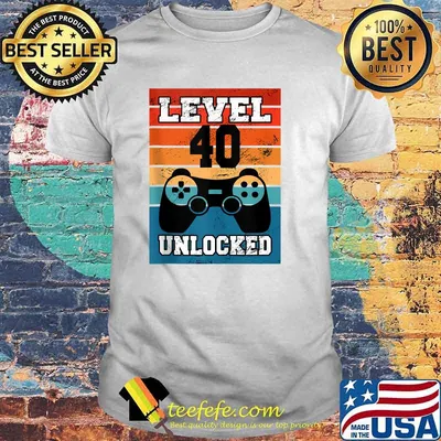 Level 40 unlocked 40 Years Old retro 80s 40th Birthday gamer T-shirt