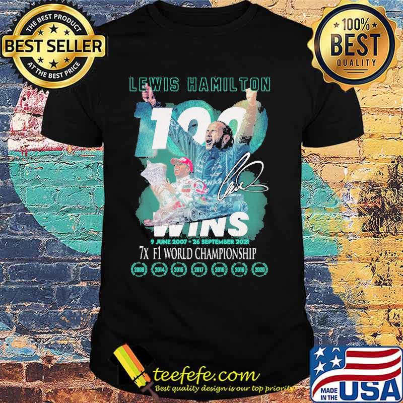 Lewis hamilton wins 7x F1 world championship signatures shirt