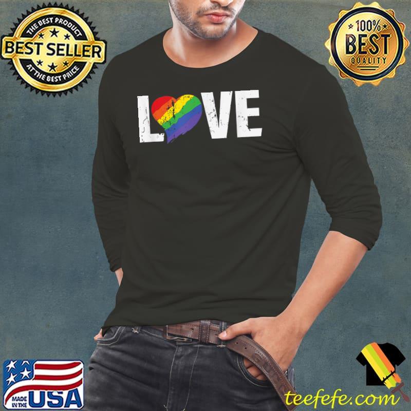 LGBT LOVE Heart with Rainbow for Gays & Lesbians Gay Pride T-Shirt Long Sleeve Tee LGBT LOVE Heart with Rainbow for Gays & Lesbians Gay Pride T-Shirt Long Sleeve Tee