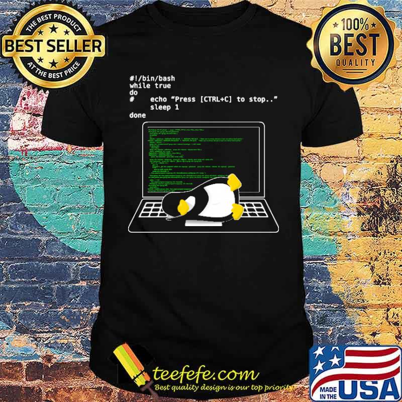 Linux tux sleep program echo press ctrl C to stop done penguin shirt Linux tux sleep program echo press ctrl C to stop done penguin shirt