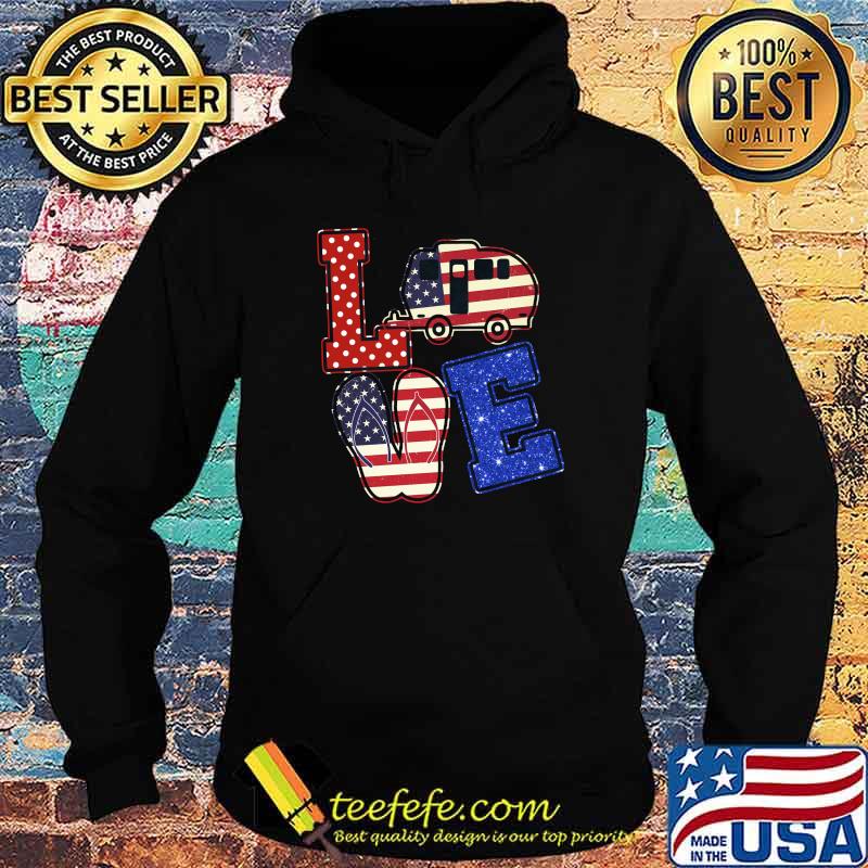 Love Camping American Flag Shirt Hoodie Love Camping American Flag Shirt Hoodie