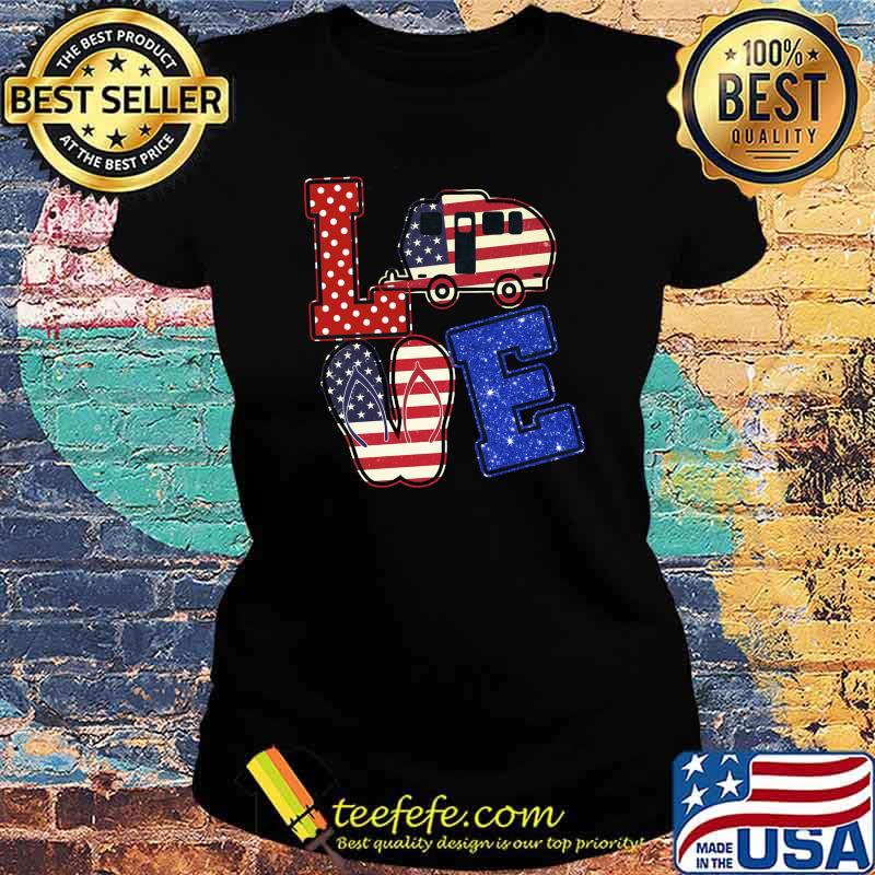 Love Camping American Flag Shirt Ladies tee Love Camping American Flag Shirt Ladies tee