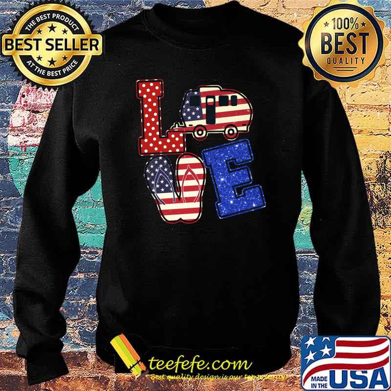 Love Camping American Flag Shirt Sweater Love Camping American Flag Shirt Sweater