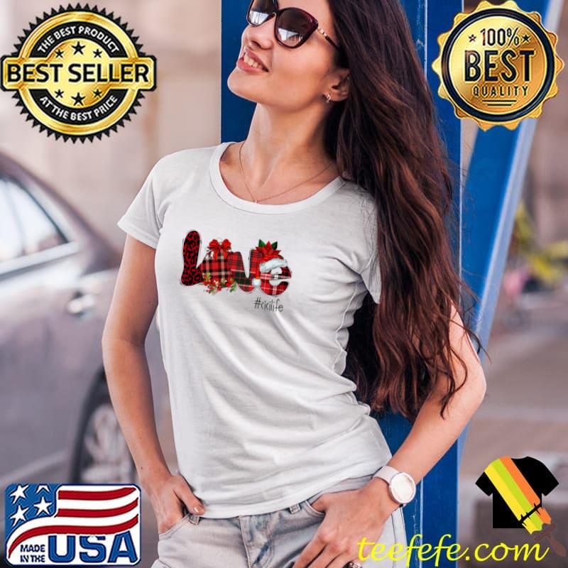 Love Cicilife Christmas Red Leopard Plaid T-Shirt Ladies Tee Love Cicilife Christmas Red Leopard Plaid T-Shirt Ladies Tee