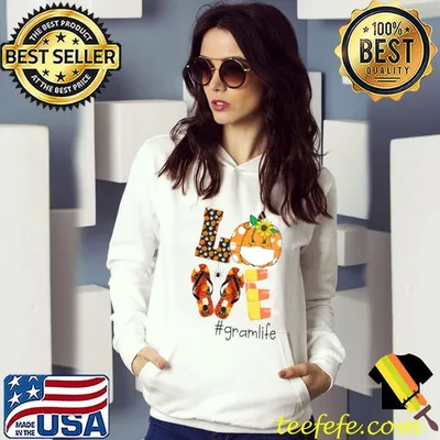 Love flip flops pumpkin Gram halloween grandma T-shirt