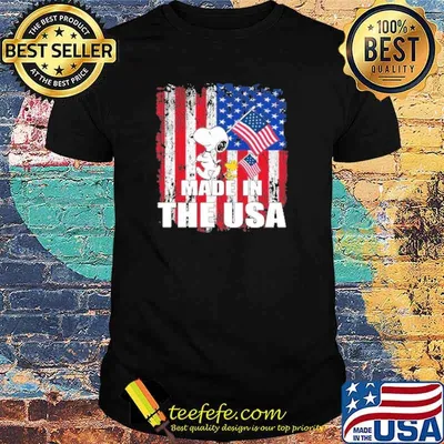 made in the usa american flag snoopy and woodstock 4th of july shirt