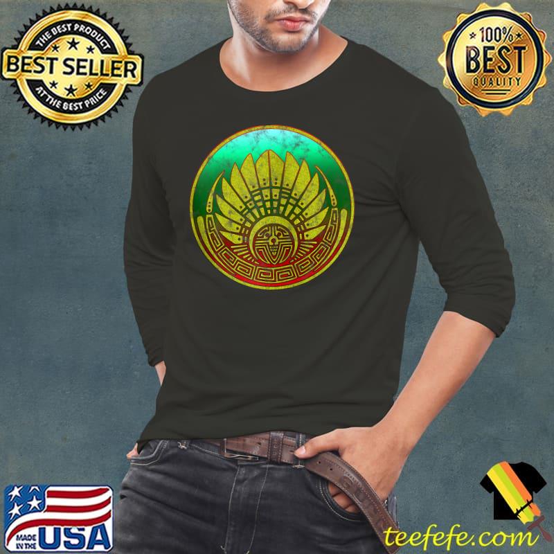 Maya mask, crop circle, Quetzalcoatl, Mexico Indians symbol T-s Long Sleeve Tee Maya mask, crop circle, Quetzalcoatl, Mexico Indians symbol T-s Long Sleeve Tee