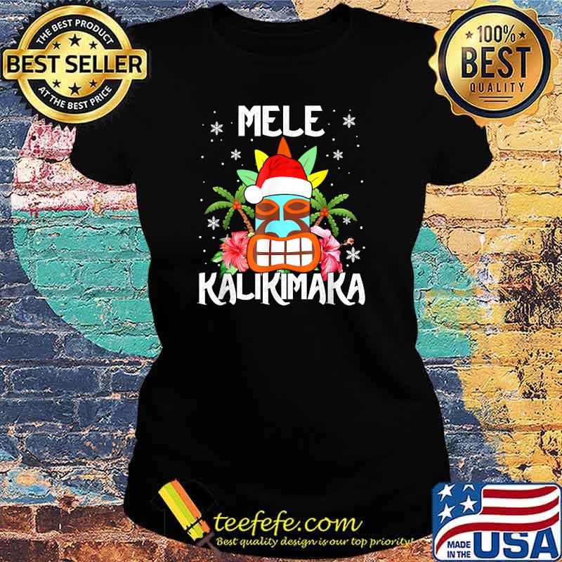 Mele Kalikimaka Merry Xmas Santa Hawaiian Tiki Face Icon T-Shirt Ladies tee Mele Kalikimaka Merry Xmas Santa Hawaiian Tiki Face Icon T-Shirt Ladies tee