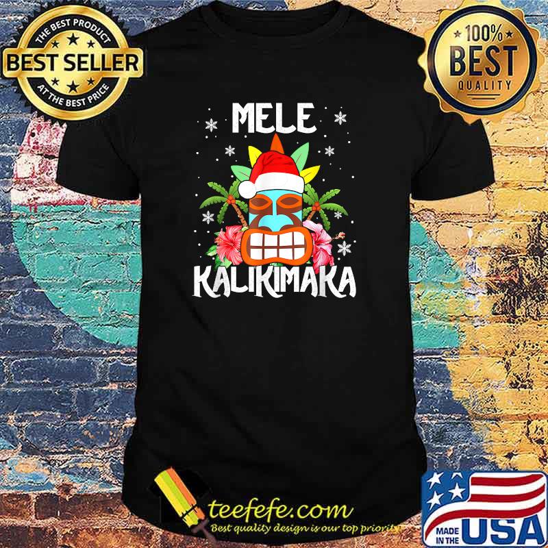 Mele Kalikimaka Merry Xmas Santa Hawaiian Tiki Face Icon T-Shirt