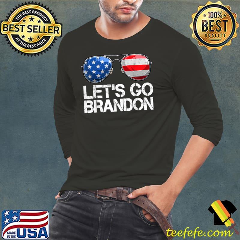 Mens Let's Go Brandon US Flag Sunglasses T-Shirt