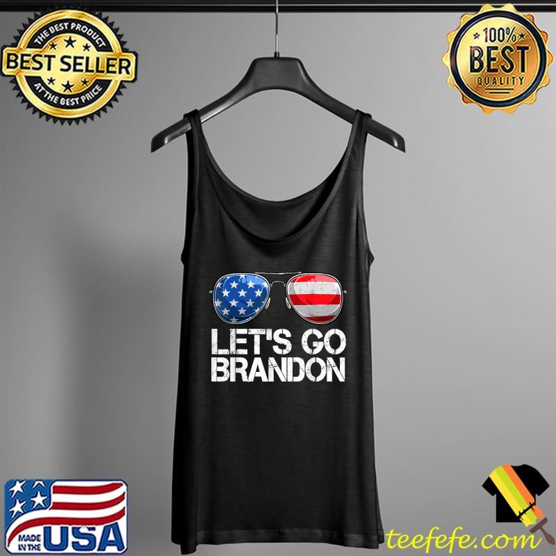 Mens Let's Go Brandon US Flag Sunglasses T-Shirt Tank Top Mens Let's Go Brandon US Flag Sunglasses T-Shirt Tank Top