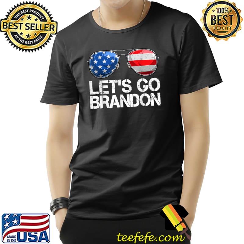 Mens Let's Go Brandon US Flag Sunglasses T-Shirt Unisex Mens Let's Go Brandon US Flag Sunglasses T-Shirt Unisex