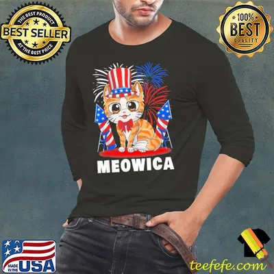 Meowica 4Th Of July Patriotic Cat Funny American Flag Shirt