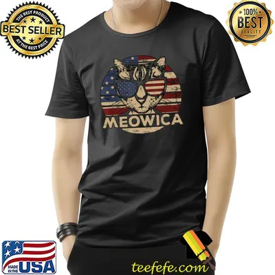 Meowica American Cat 4Th Of July Flag Sunglasses Shirt