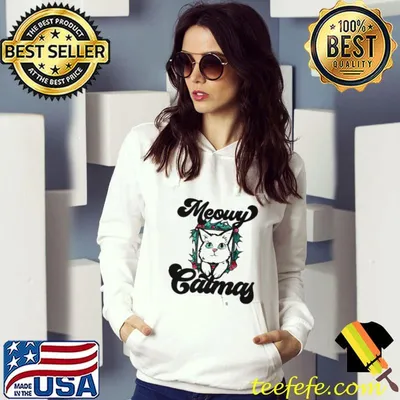 Meowy Catmas White Kitty Christmas Shirt