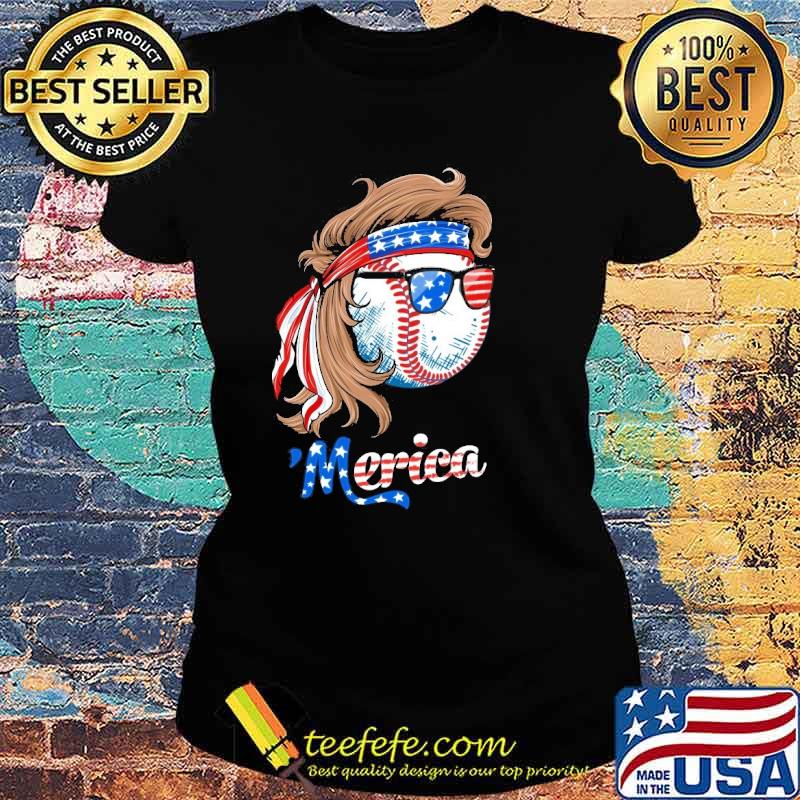 Merica baseball american flag 4th of july s Ladies tee Merica baseball american flag 4th of july s Ladies tee
