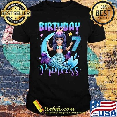 Mermaid Birthday Girl 7 Years Princess T-Shirt
