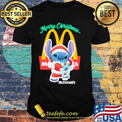 Merry christmas Mcdonalds stitch wear hat santa shirt