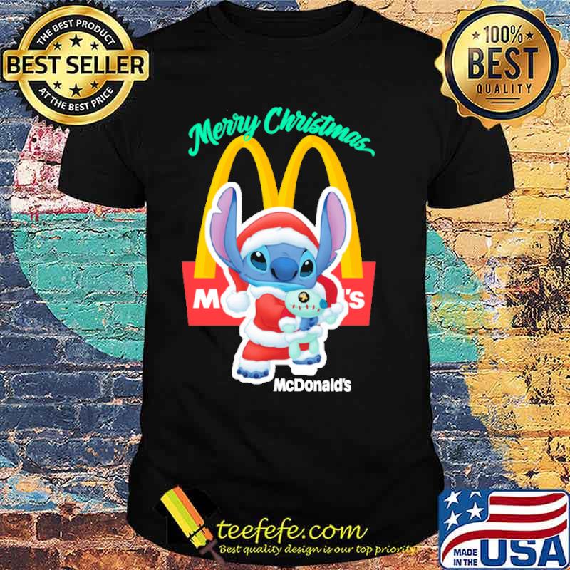 Merry christmas Mcdonalds stitch wear hat santa shirt