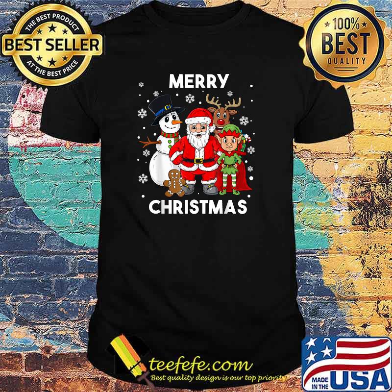 Merry Christmas Santa And Friends Boys Girl Kids Family Xmas T-Shirt