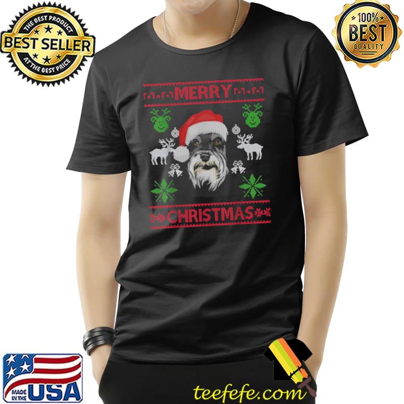 Merry Christmas Schnauzer Ugly Sweater Santa Hat T-Shirt Unisex Merry Christmas Schnauzer Ugly Sweater Santa Hat T-Shirt Unisex
