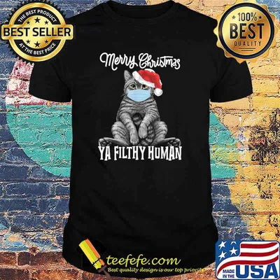 Merry Christmas Ya Filthy Human Funny Cat Kitten Xmas T-Shirt
