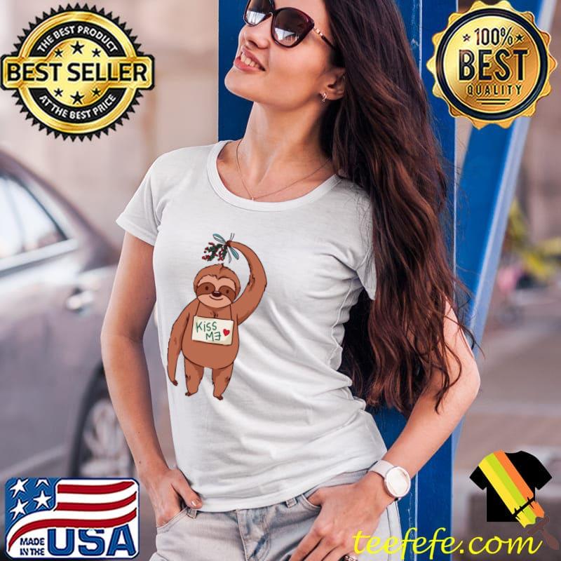 Merry Slothmas Christmas Mistletoe T-Shirt Ladies Tee Merry Slothmas Christmas Mistletoe T-Shirt Ladies Tee